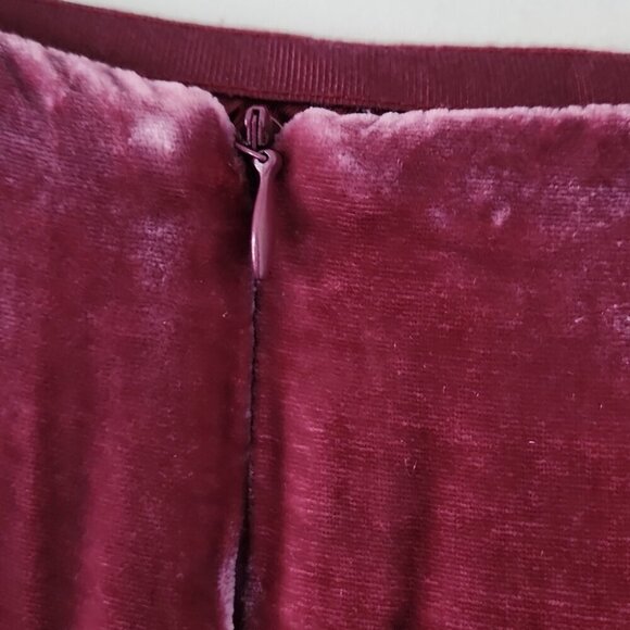 ZARA | Silk skirt crushed velvet raspberry pink red midi sz 6 - Picture 3 of 5
